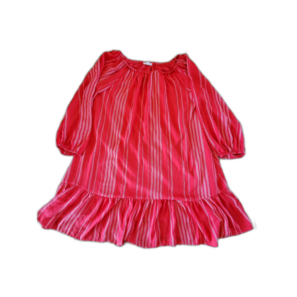 Copper Key Dress M Red Vertical Striped Long Sleeve Flowy Dress Boho EUC